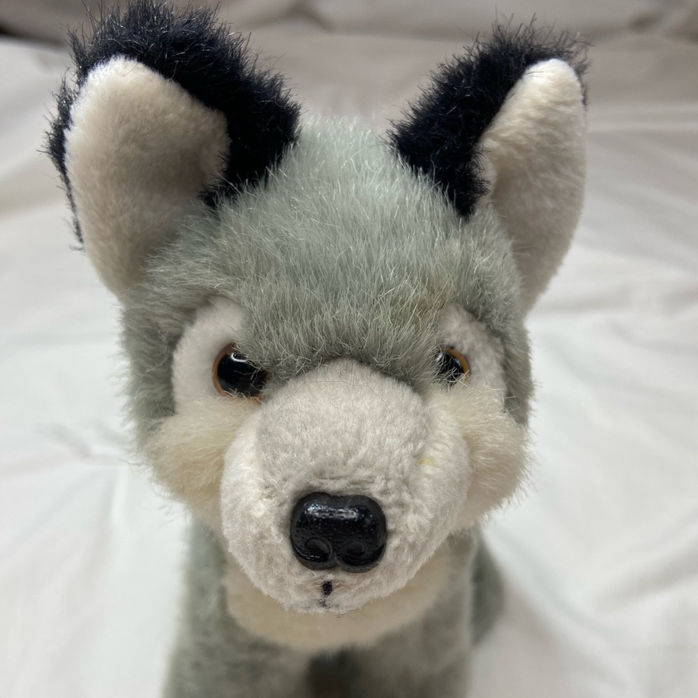 Siberian Husky Puppy Stuffed Plush Grey and Cream Animal - Picture 9 of 9